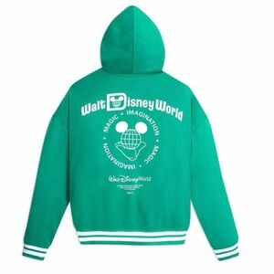 Disney parks Walt Disney world varsity Green Hoodie zip Jacket size small